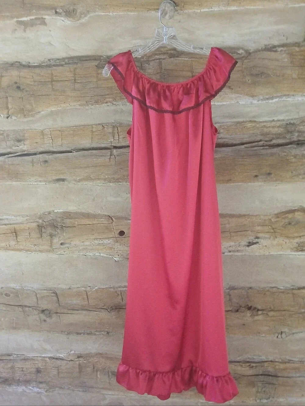 Unbranded Red Off The Shoulder Satin Maxi Nightgown 2XL